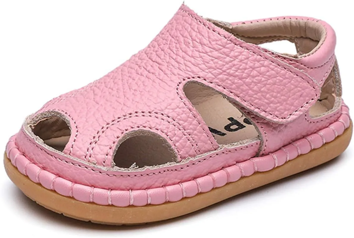 DADAWEN Baby Boys Girls Summer Lightweight Soft Sole Closed-Toe Outdoor Leather Athletic Sandals