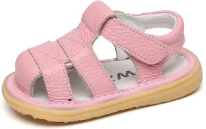 DADAWEN Baby Boys Girls Summer Lightweight Soft Sole Closed-Toe Outdoor Leather Athletic Sandals