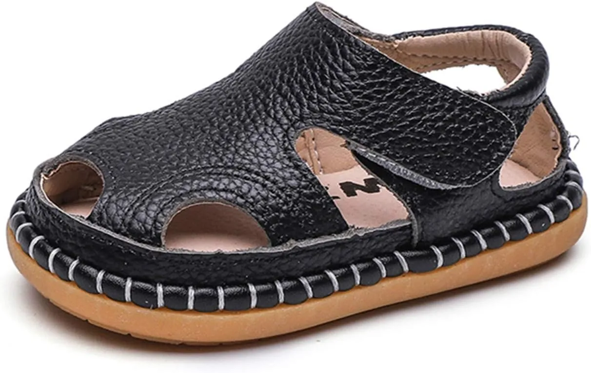 DADAWEN Baby Boys Girls Summer Lightweight Soft Sole Closed-Toe Outdoor Leather Athletic Sandals