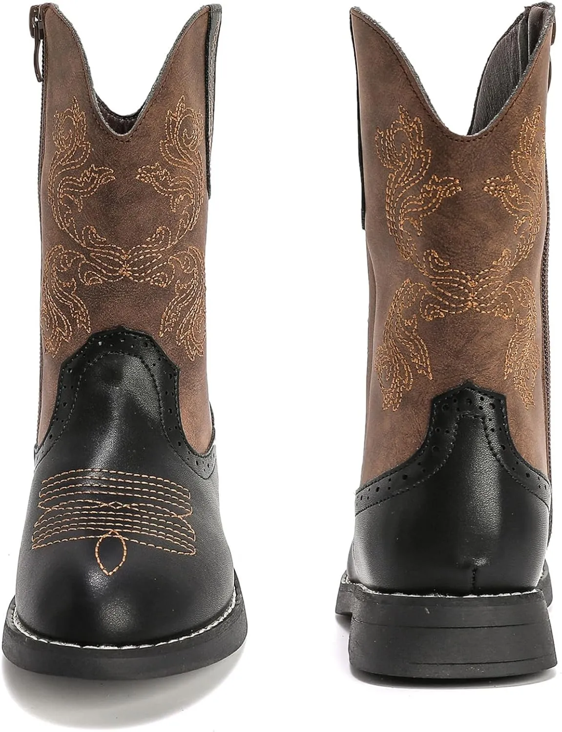 DADAWEN Kids Cowgirl Cowboy Western Boots Boys Girls Mid Calf Riding Shoes With Side Zipper (Toddler/Little Kid/Big Kid)