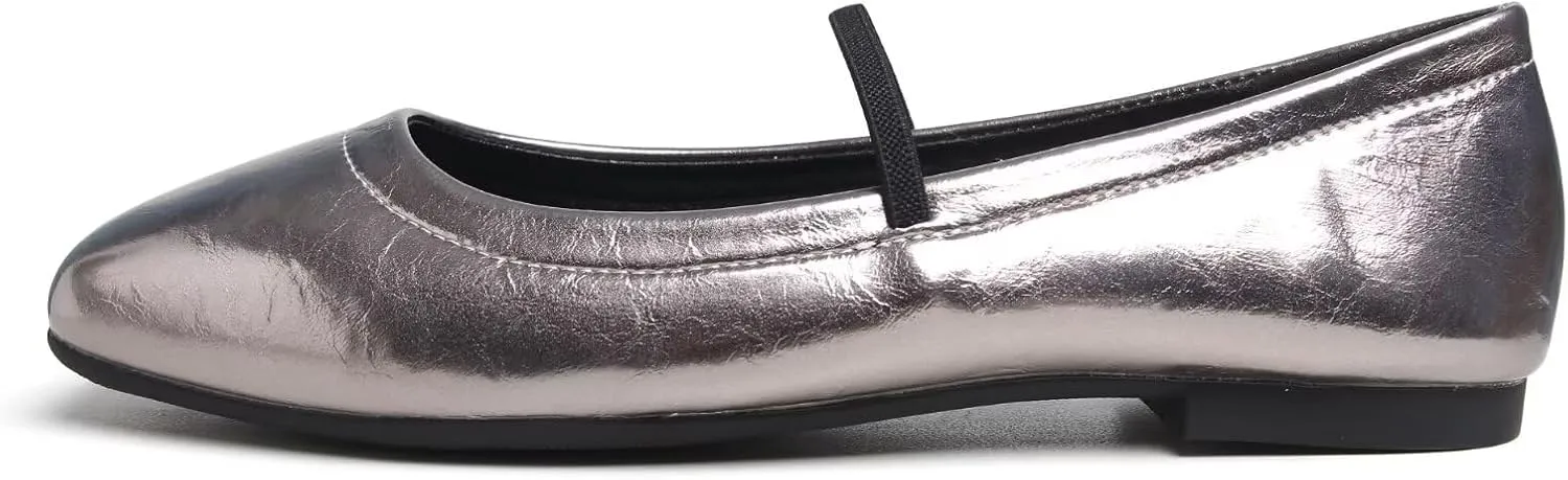 Dear Time Mary Jane Flats for Women Elegant Ballet Flats Strap Shoes Dressy Square Toe Flats Shoes
