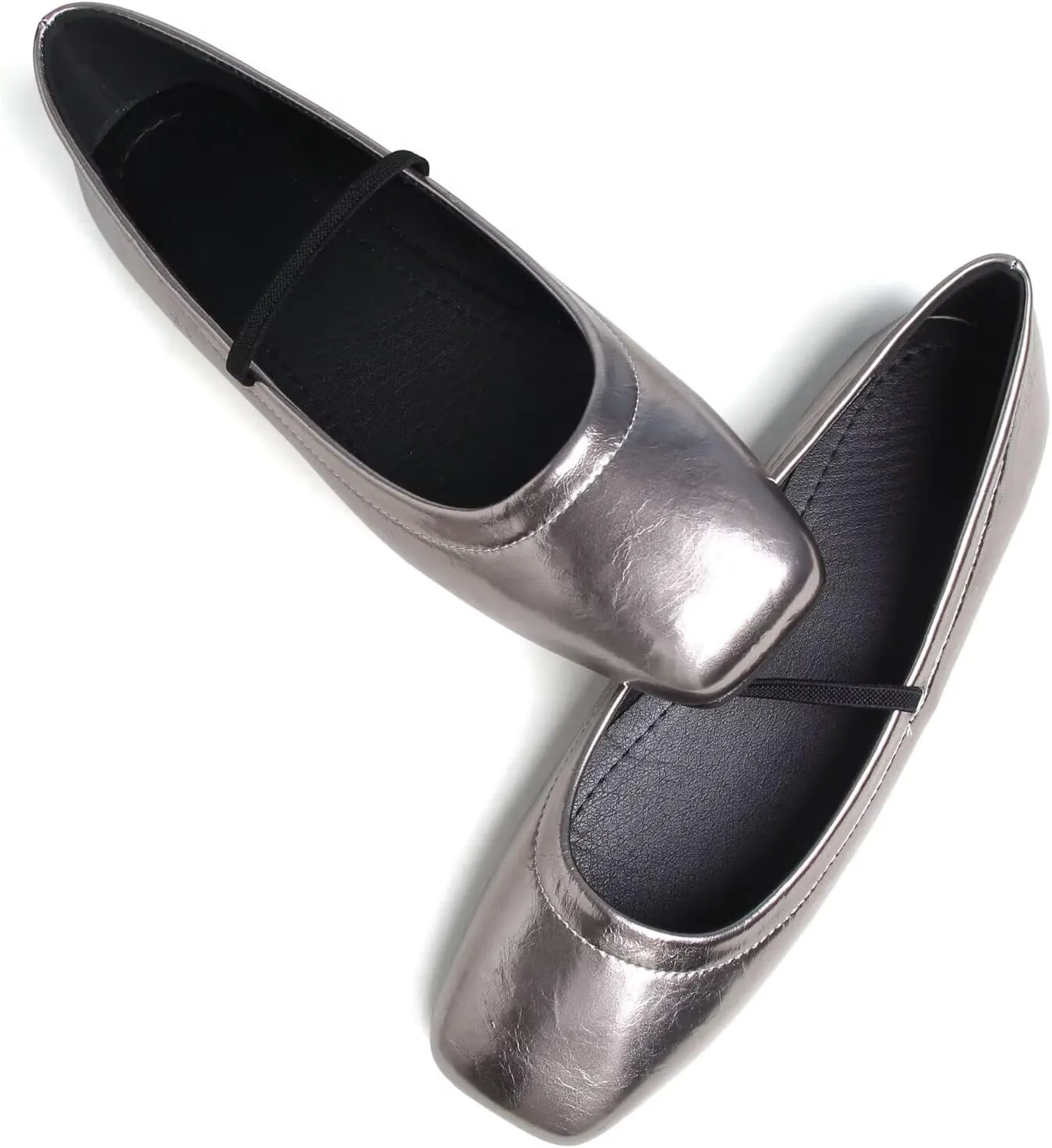 Dear Time Mary Jane Flats for Women Elegant Ballet Flats Strap Shoes Dressy Square Toe Flats Shoes