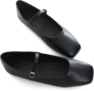 Dear Time Mary Jane Flats for Women Elegant Ballet Flats Strap Shoes Dressy Square Toe Flats Shoes