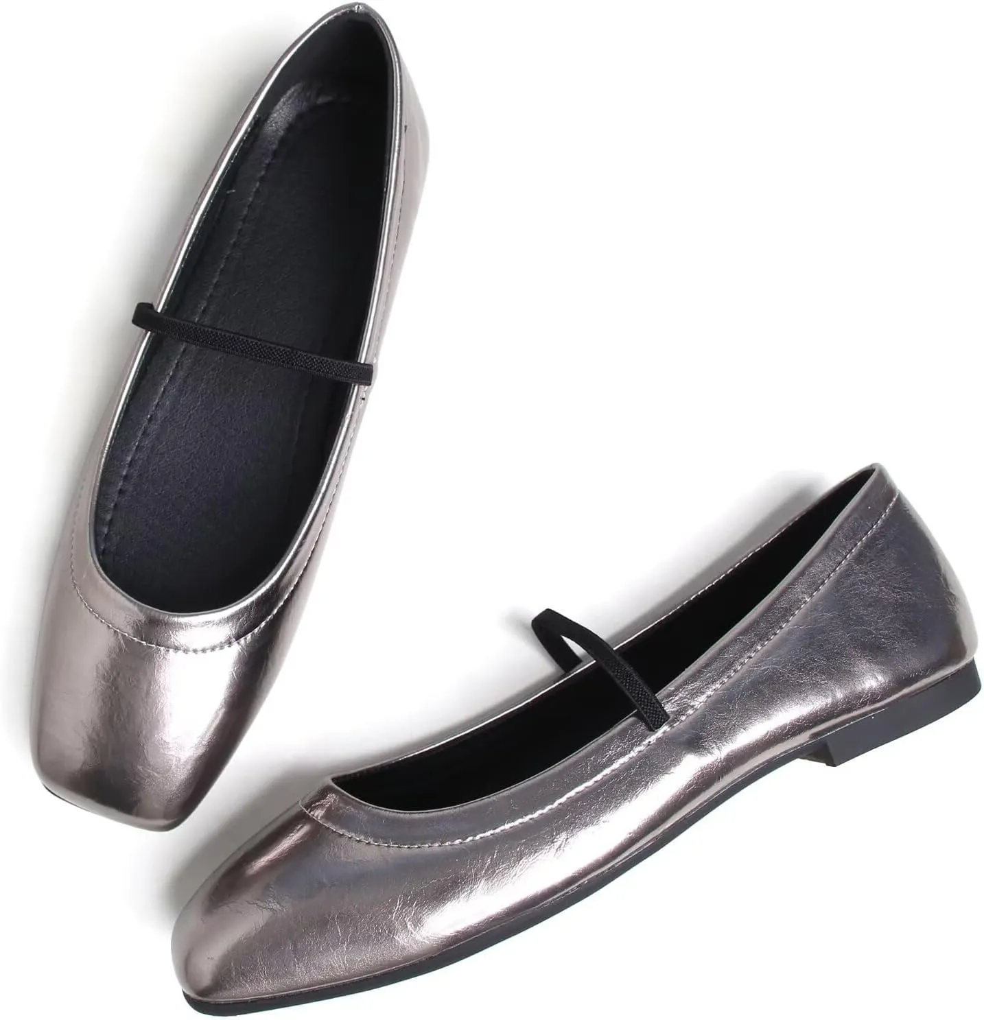 Dear Time Mary Jane Flats for Women Elegant Ballet Flats Strap Shoes Dressy Square Toe Flats Shoes