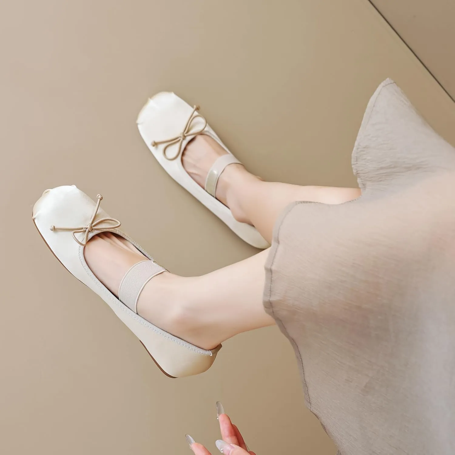 Dear Time Women's Sequin Ballets Sparkly Flat Shoes Bowknot Cute Mary Jane Shoes Elastic Strap Ballets Shoes