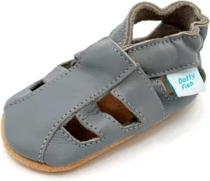 Dotty Fish Infant and Toddler Soft Leather Sandals – Barefoot-Friendly, Non-Slip Suede Sole, Podiatrist Recommended, Breathable Baby-Safe Leather, British Brand – Fits 0–4 Years