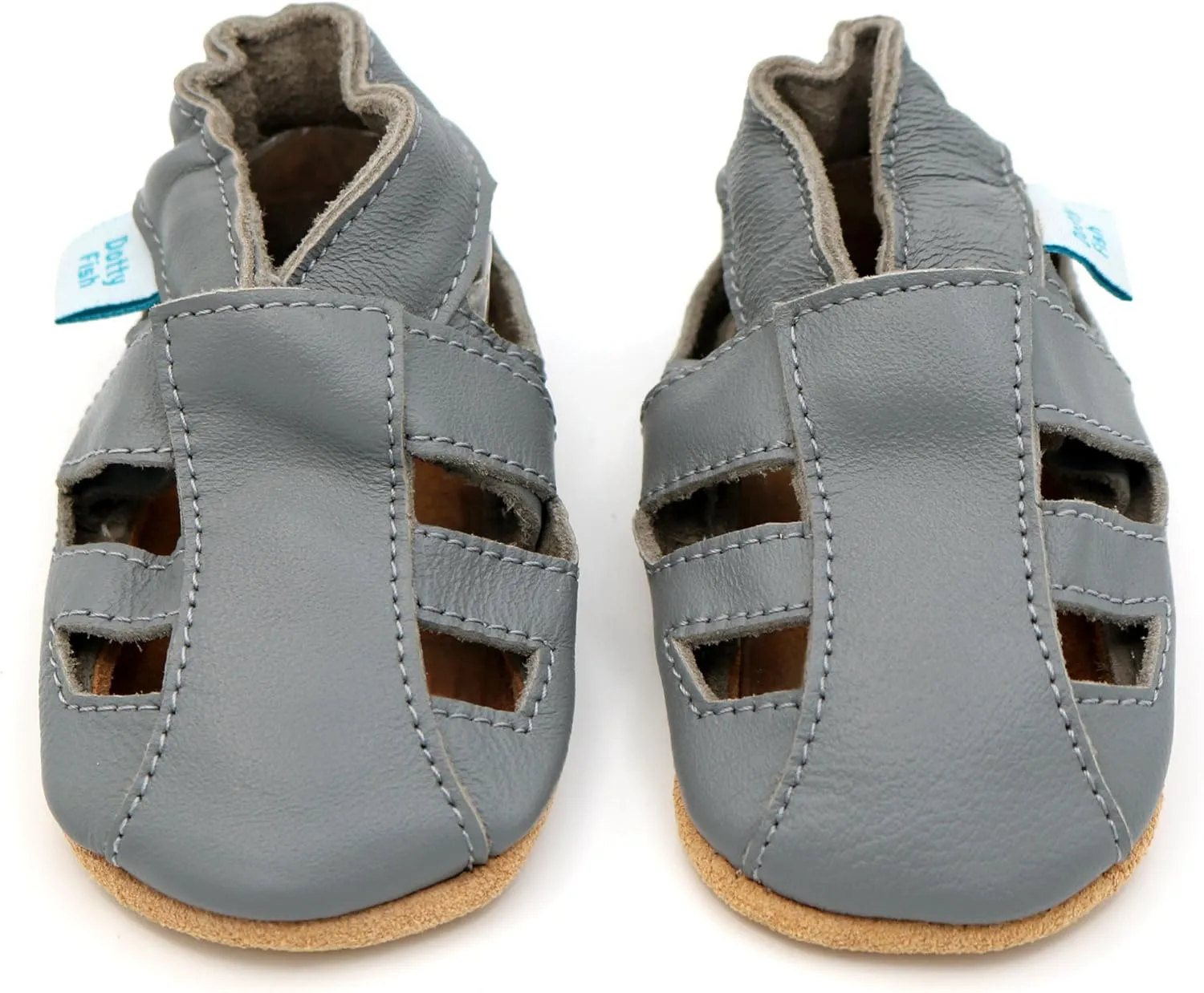 Dotty Fish Infant and Toddler Soft Leather Sandals – Barefoot-Friendly, Non-Slip Suede Sole, Podiatrist Recommended, Breathable Baby-Safe Leather, British Brand – Fits 0–4 Years