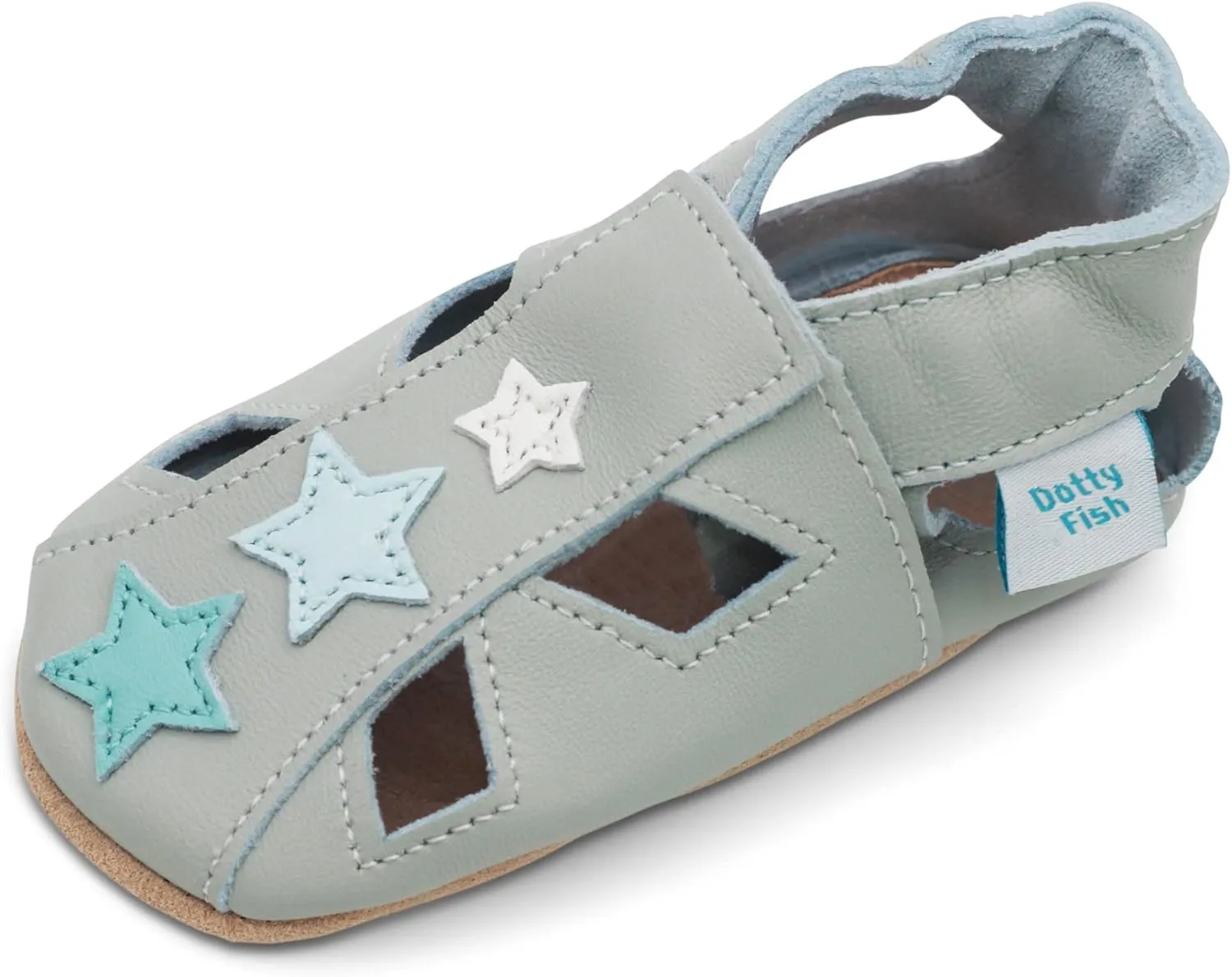 Dotty Fish Infant and Toddler Soft Leather Sandals – Barefoot-Friendly, Non-Slip Suede Sole, Podiatrist Recommended, Breathable Baby-Safe Leather, British Brand – Fits 0–4 Years