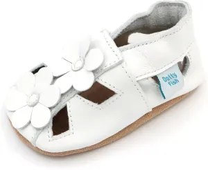 Dotty Fish Infant and Toddler Soft Leather Sandals – Barefoot-Friendly, Non-Slip Suede Sole, Podiatrist Recommended, Breathable Baby-Safe Leather, British Brand – Fits 0–4 Years