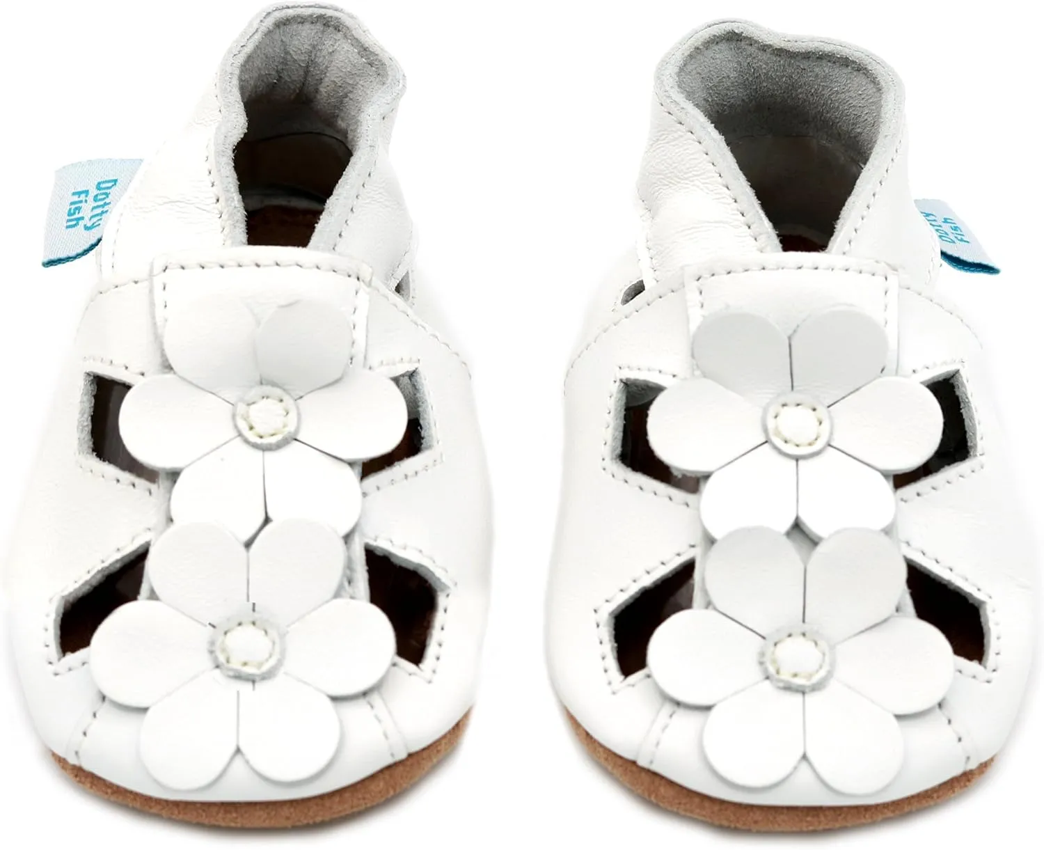 Dotty Fish Infant and Toddler Soft Leather Sandals – Barefoot-Friendly, Non-Slip Suede Sole, Podiatrist Recommended, Breathable Baby-Safe Leather, British Brand – Fits 0–4 Years