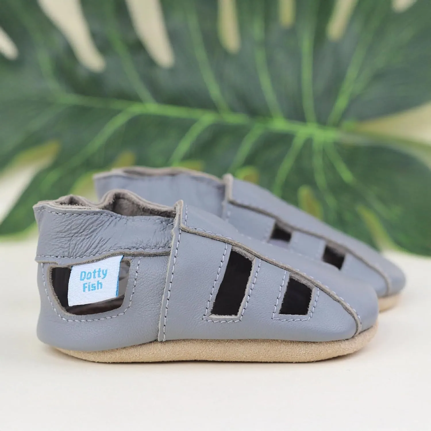 Dotty Fish Infant and Toddler Soft Leather Sandals – Barefoot-Friendly, Non-Slip Suede Sole, Podiatrist Recommended, Breathable Baby-Safe Leather, British Brand – Fits 0–4 Years