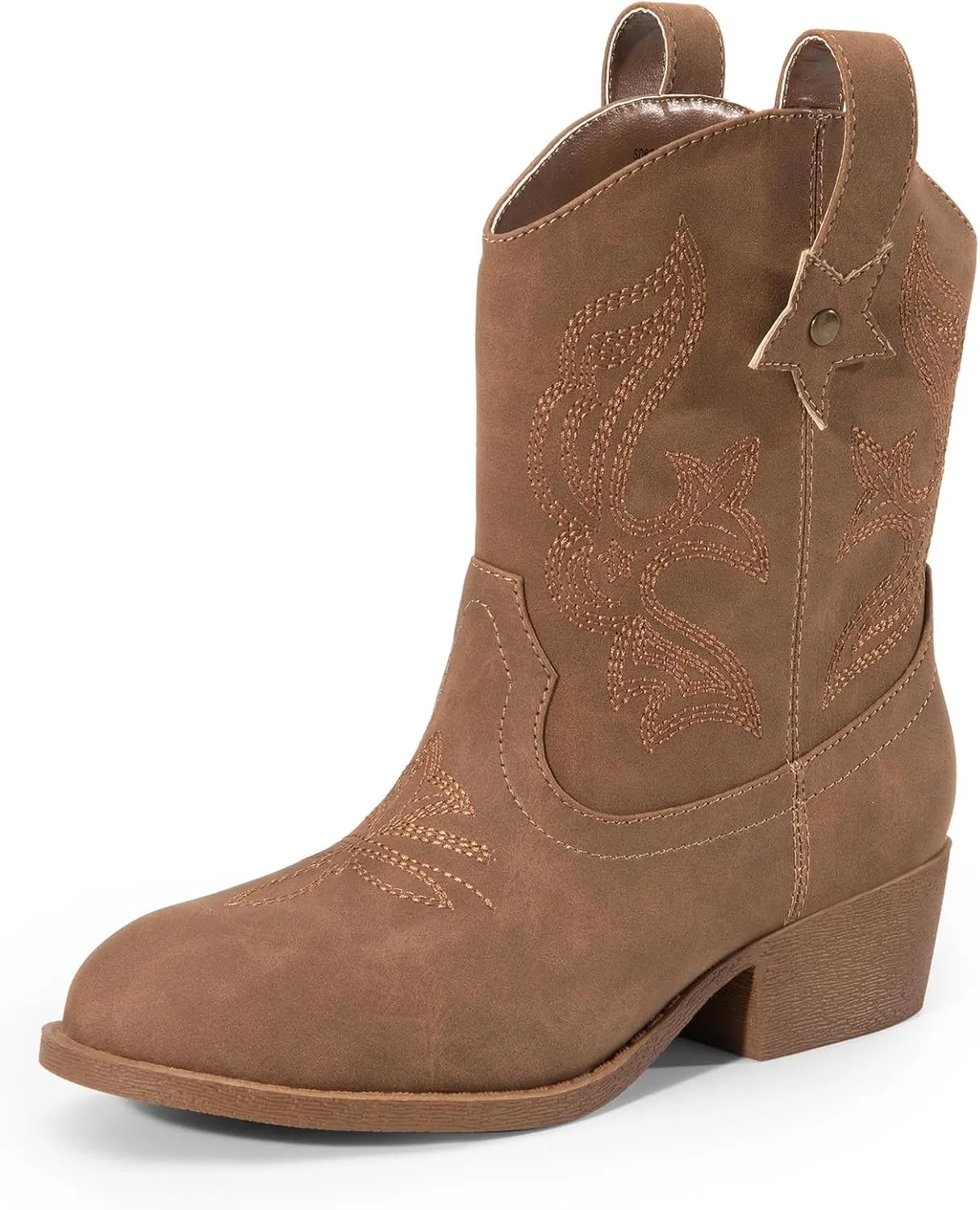 DREAM PAIRS Girls Cowboy Cowgirl Boots 2-in-1 Western Removable Cuff Fold Over Embroidered Fashion Mid Calf Shoes