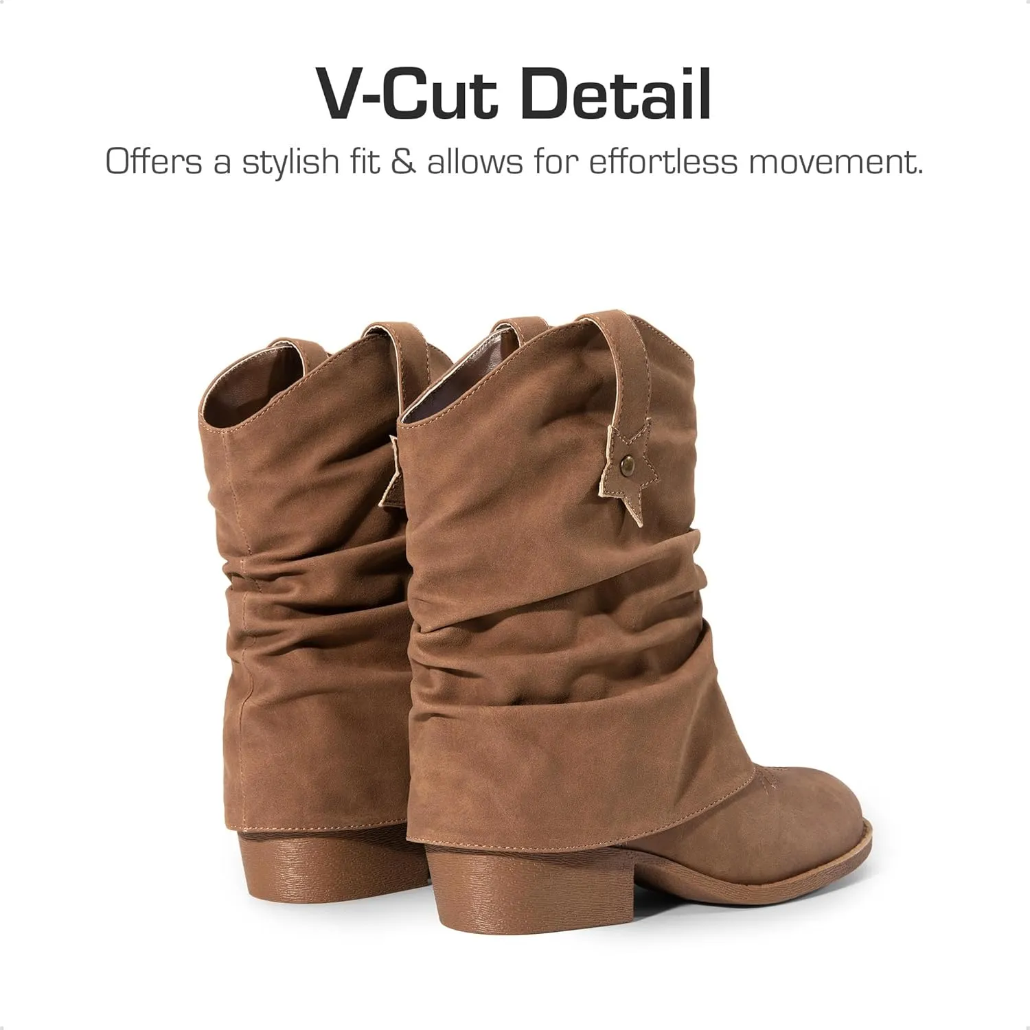 DREAM PAIRS Girls Cowboy Cowgirl Boots 2-in-1 Western Removable Cuff Fold Over Embroidered Fashion Mid Calf Shoes