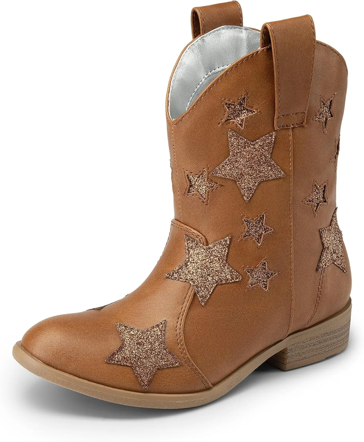 DREAM PAIRS Girls Cowgirl Boots Cowboy Western Mid Calf Star Boots for Kids