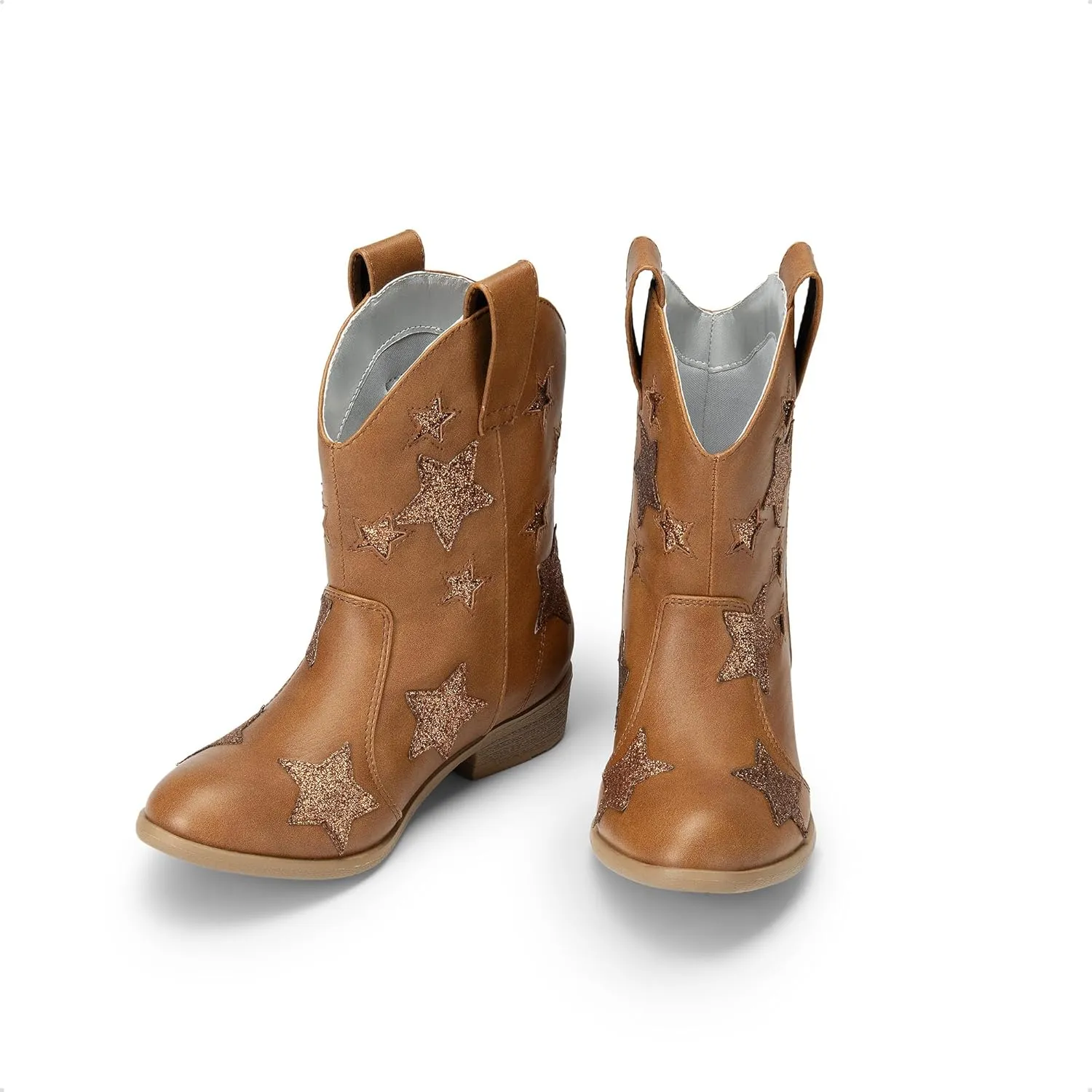 DREAM PAIRS Girls Cowgirl Boots Cowboy Western Mid Calf Star Boots for Kids