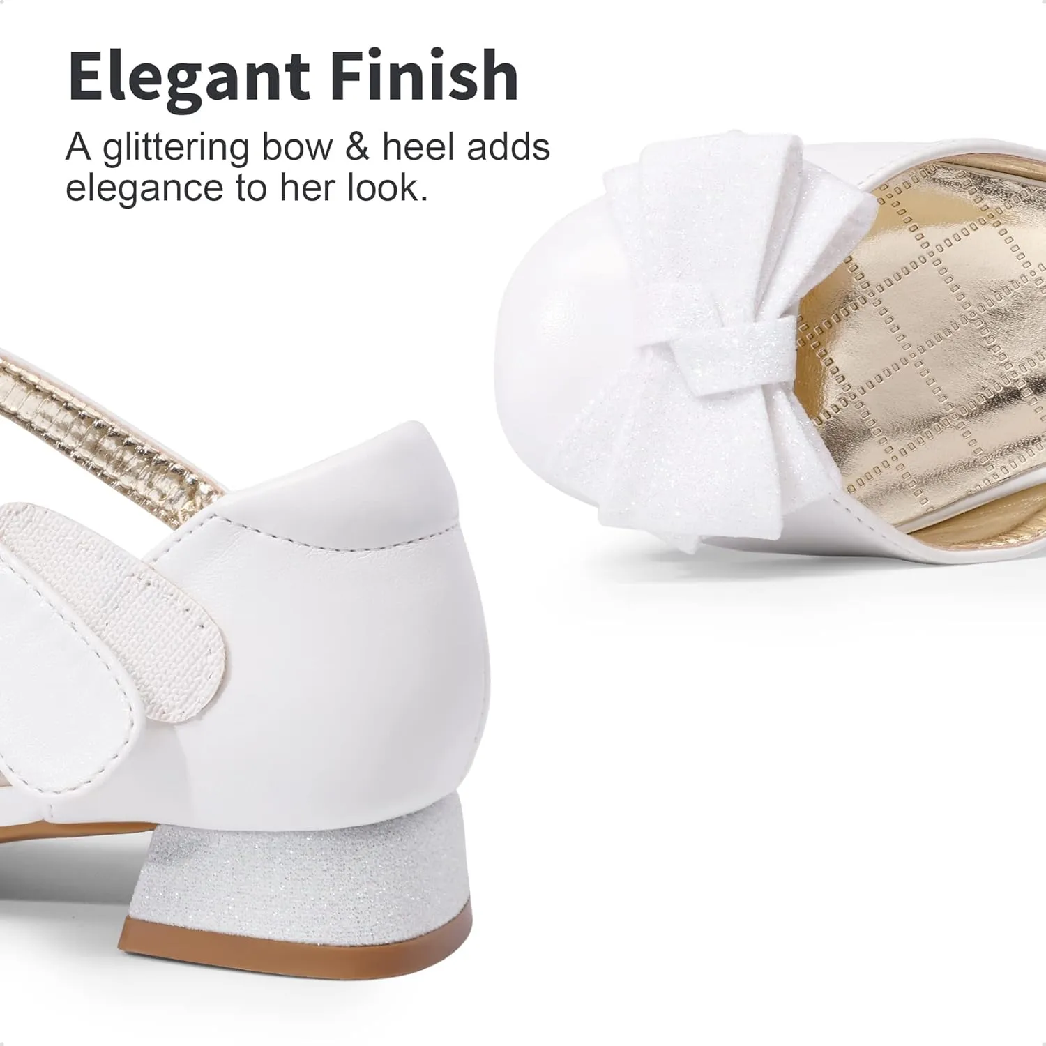 DREAM PAIRS Girls Dress Shoes Closed Toe Low Heels Ankle Strap Bow Ballet Wedding Party Sandals Princess Flower Shoes