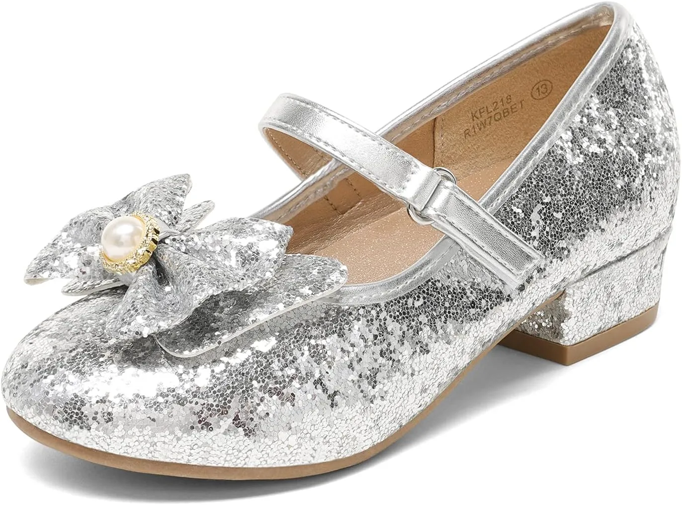 DREAM PAIRS Girls Dress Shoes Princess Shoes for Toddler Little Girl Mary Jane Low Heels Glitter Flower Party Wedding Footwear