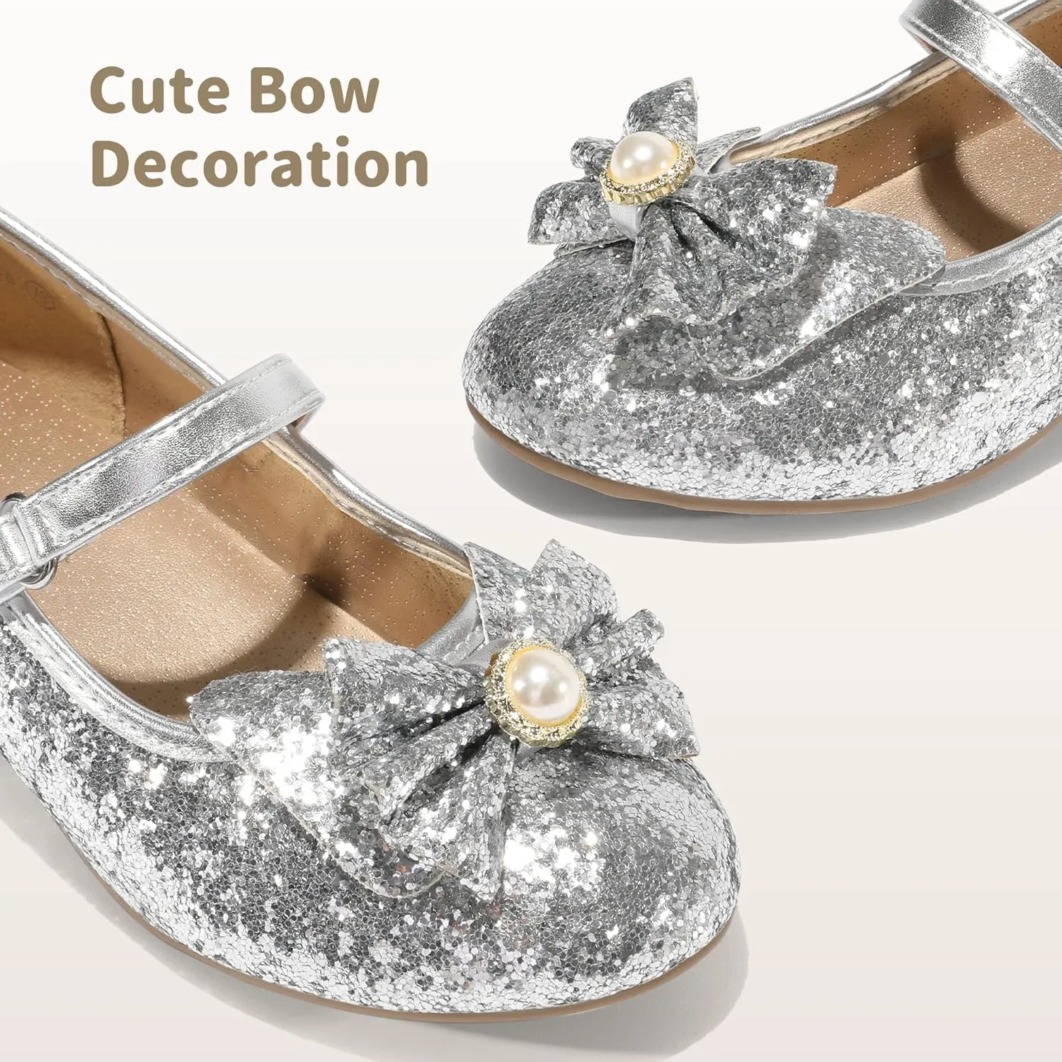 DREAM PAIRS Girls Dress Shoes Princess Shoes for Toddler Little Girl Mary Jane Low Heels Glitter Flower Party Wedding Footwear