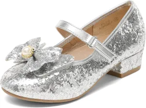 DREAM PAIRS Girls Dress Shoes Princess Shoes for Toddler Little Girl Mary Jane Low Heels Glitter Flower Party Wedding Footwear