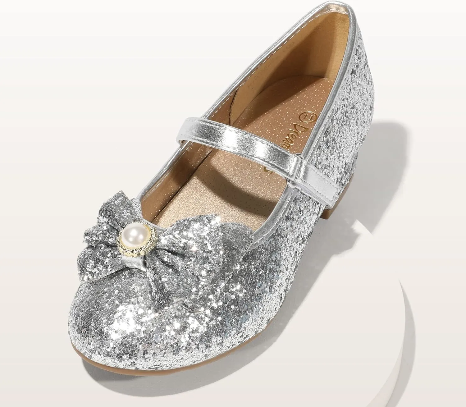DREAM PAIRS Girls Dress Shoes Princess Shoes for Toddler Little Girl Mary Jane Low Heels Glitter Flower Party Wedding Footwear