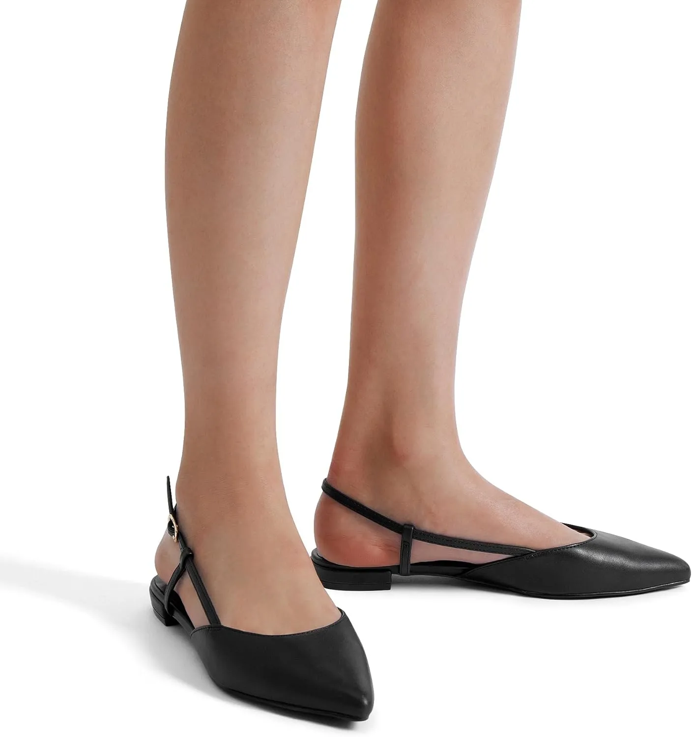DREAM PAIRS Slingback Flats for Women, Pointed-Toe Elegant Women's Ballet Flats with Buckle Strap, Classic Low Heel Dress Shoes for Casual Work Office Party