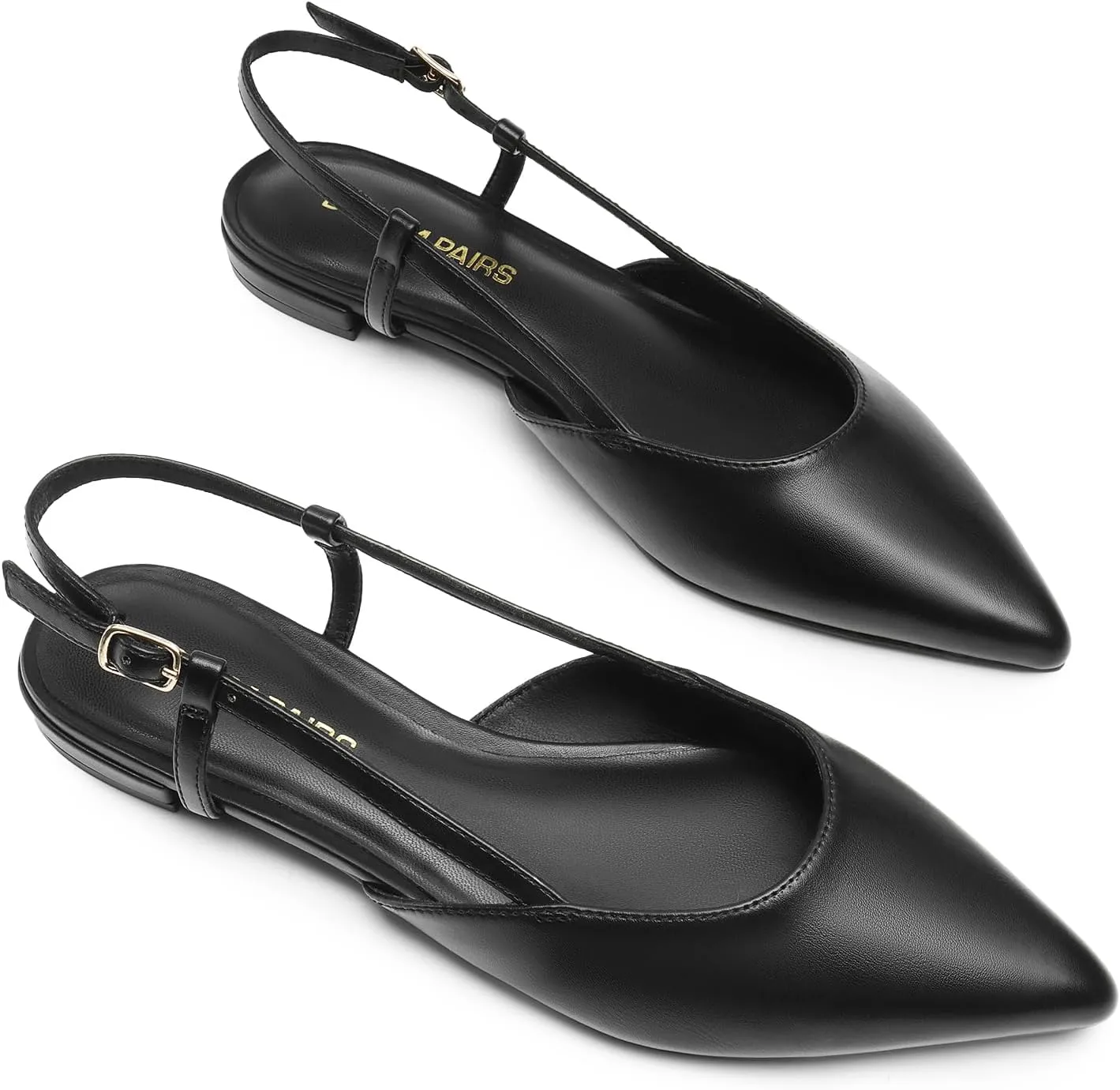 DREAM PAIRS Slingback Flats for Women, Pointed-Toe Elegant Women's Ballet Flats with Buckle Strap, Classic Low Heel Dress Shoes for Casual Work Office Party