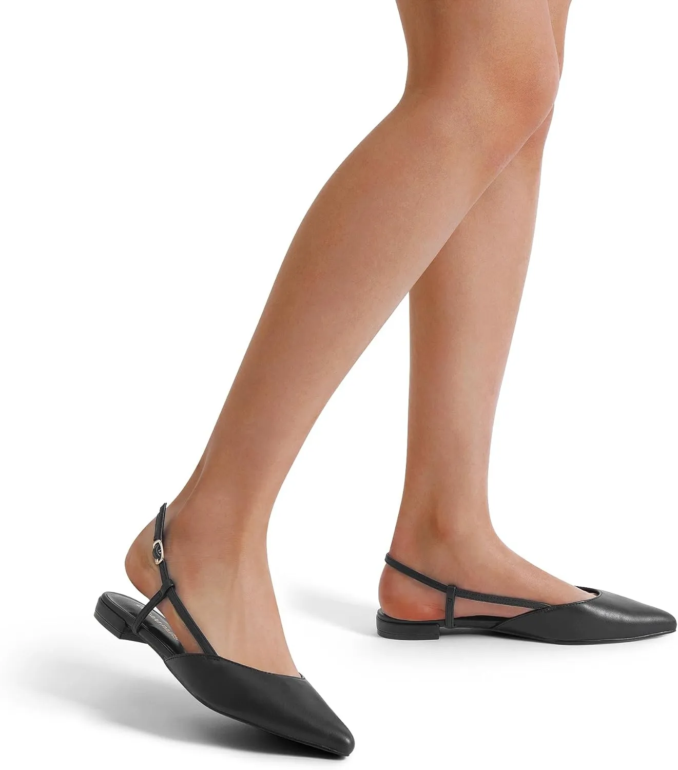 DREAM PAIRS Slingback Flats for Women, Pointed-Toe Elegant Women's Ballet Flats with Buckle Strap, Classic Low Heel Dress Shoes for Casual Work Office Party