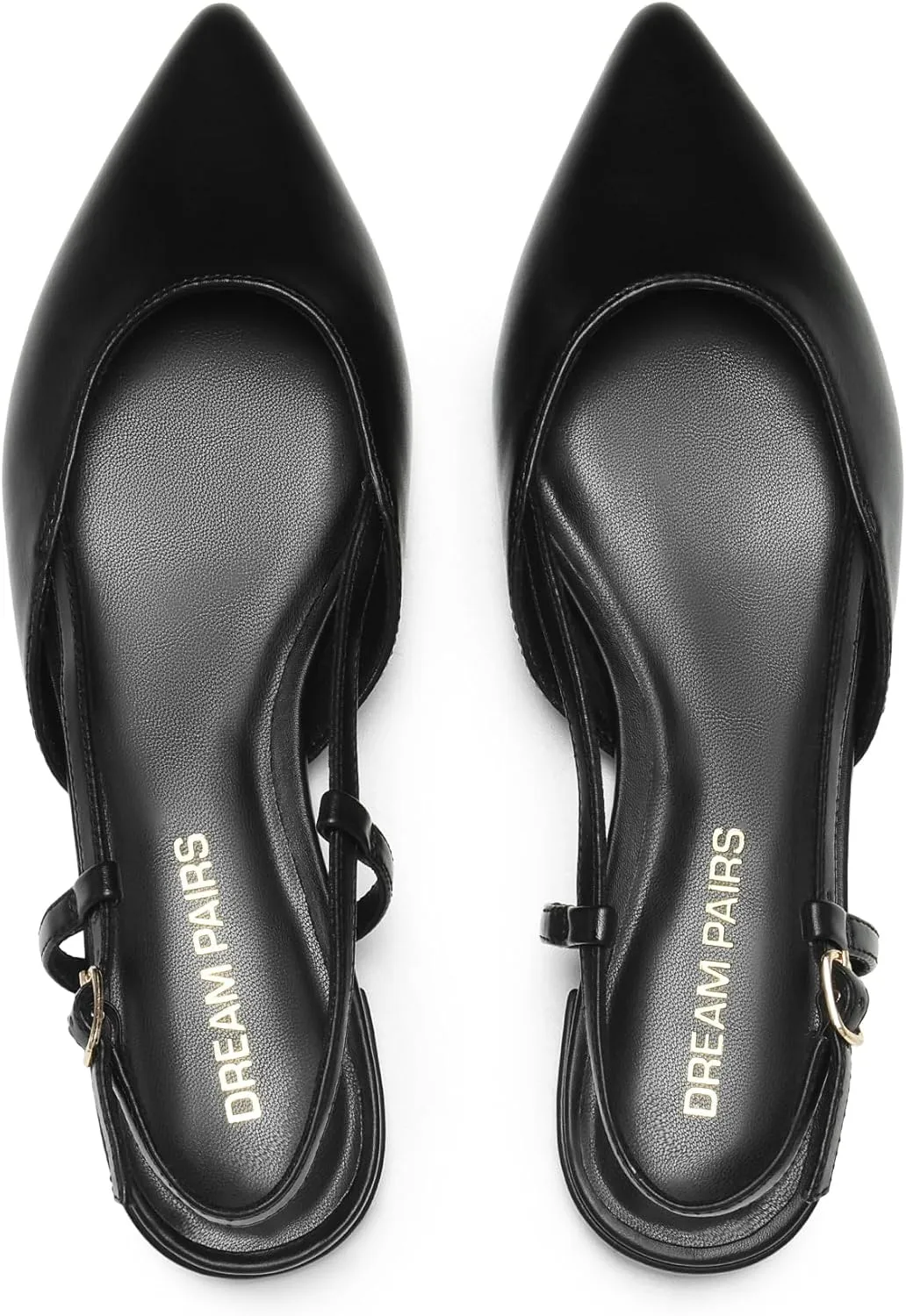 DREAM PAIRS Slingback Flats for Women, Pointed-Toe Elegant Women's Ballet Flats with Buckle Strap, Classic Low Heel Dress Shoes for Casual Work Office Party