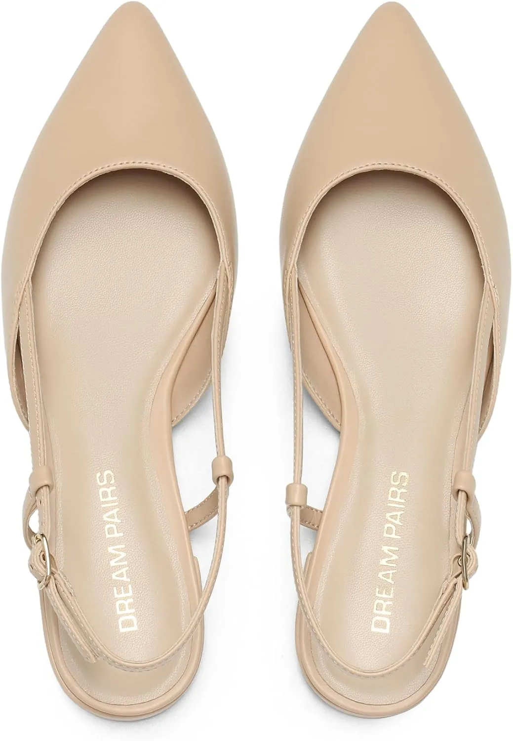 DREAM PAIRS Slingback Flats for Women, Pointed-Toe Elegant Women's Ballet Flats with Buckle Strap, Classic Low Heel Dress Shoes for Casual Work Office Party