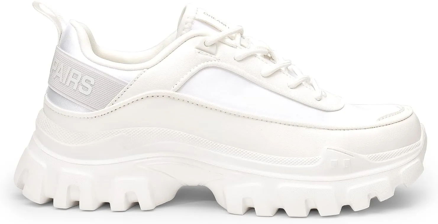 DREAM PAIRS Women Platform Chunky Fashion Sneakers Walking Lace-Up Comfortable Sport Stylish Lightweight Classic Casual Work Tennis Shoes
