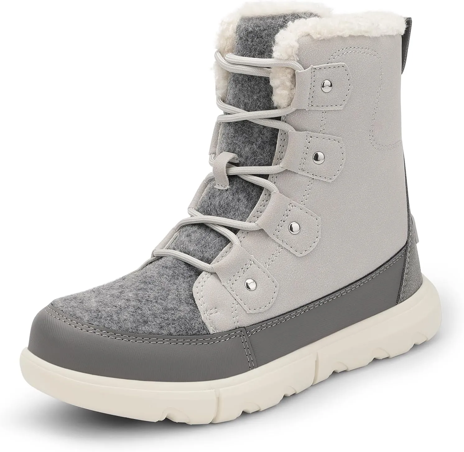DREAM PAIRS Womens Winter Boots Cozy Faux Fur Anti-Slip Snow Boots Lace Up Comfort Stylish Ankle Booties for Cold Weather City Walk