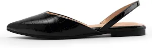 DREAMCIA White Slingback Flats for Women Pointy Toe Flats Slip On