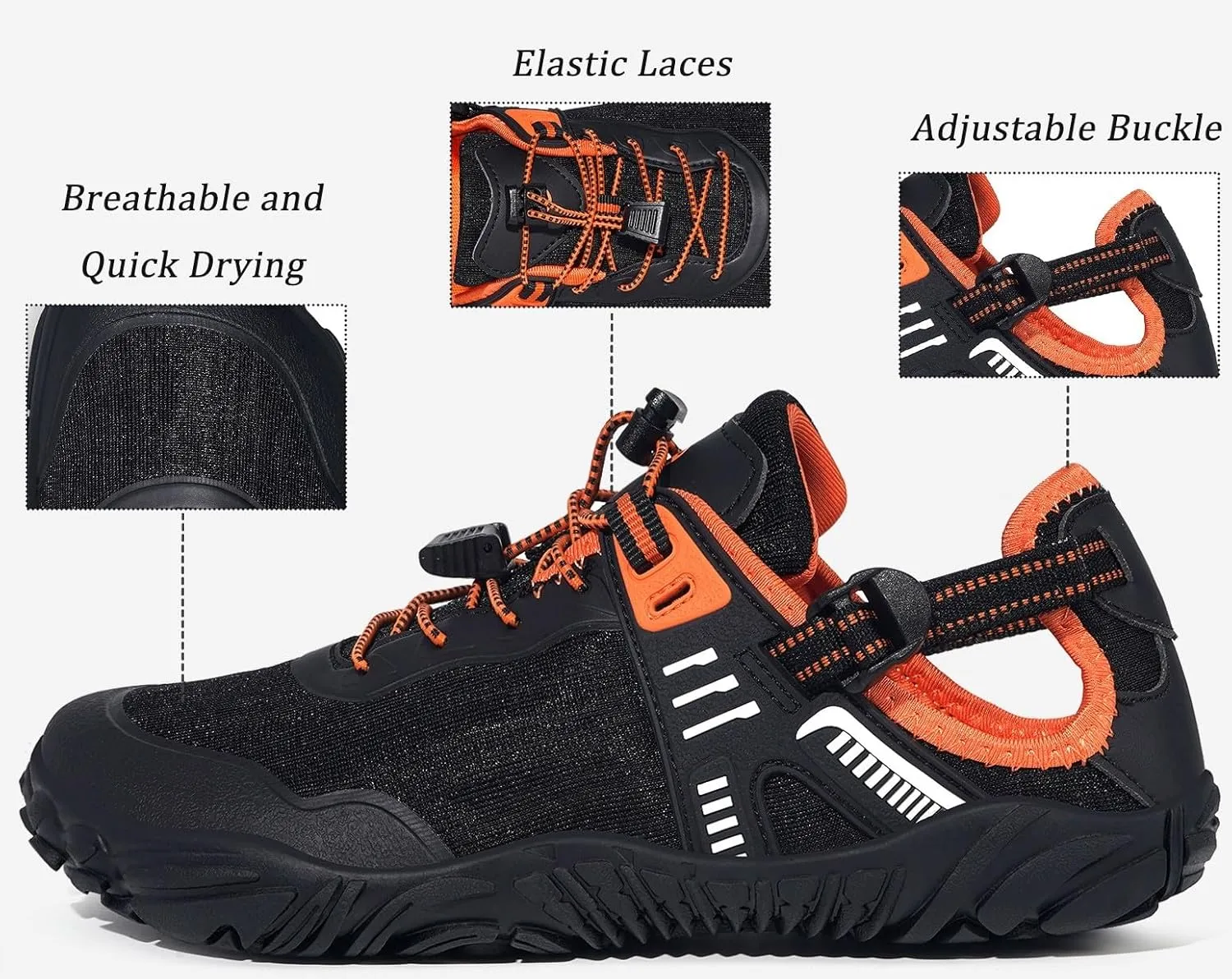Eagsouni Womens Mens Water Shoes Quick Dry Sport Aqua Shoes Barefoot Non-Slip Outdoor Hiking Sandals with Wide Toe Box & Arch Support
