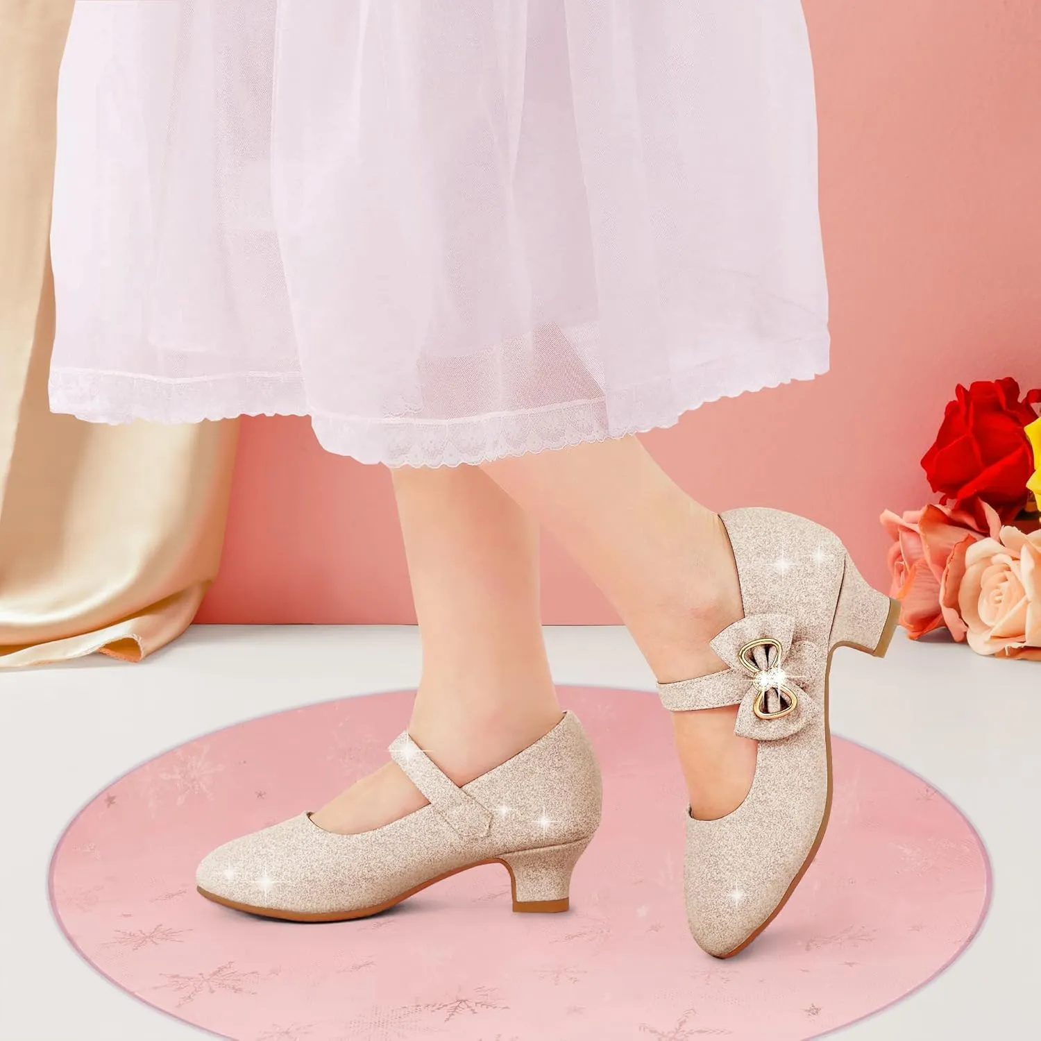 Eithy Girls Dress Shoes Low Heel Bow Princess Summer Flats Sandals Toddler/Little Kid/Big Kid