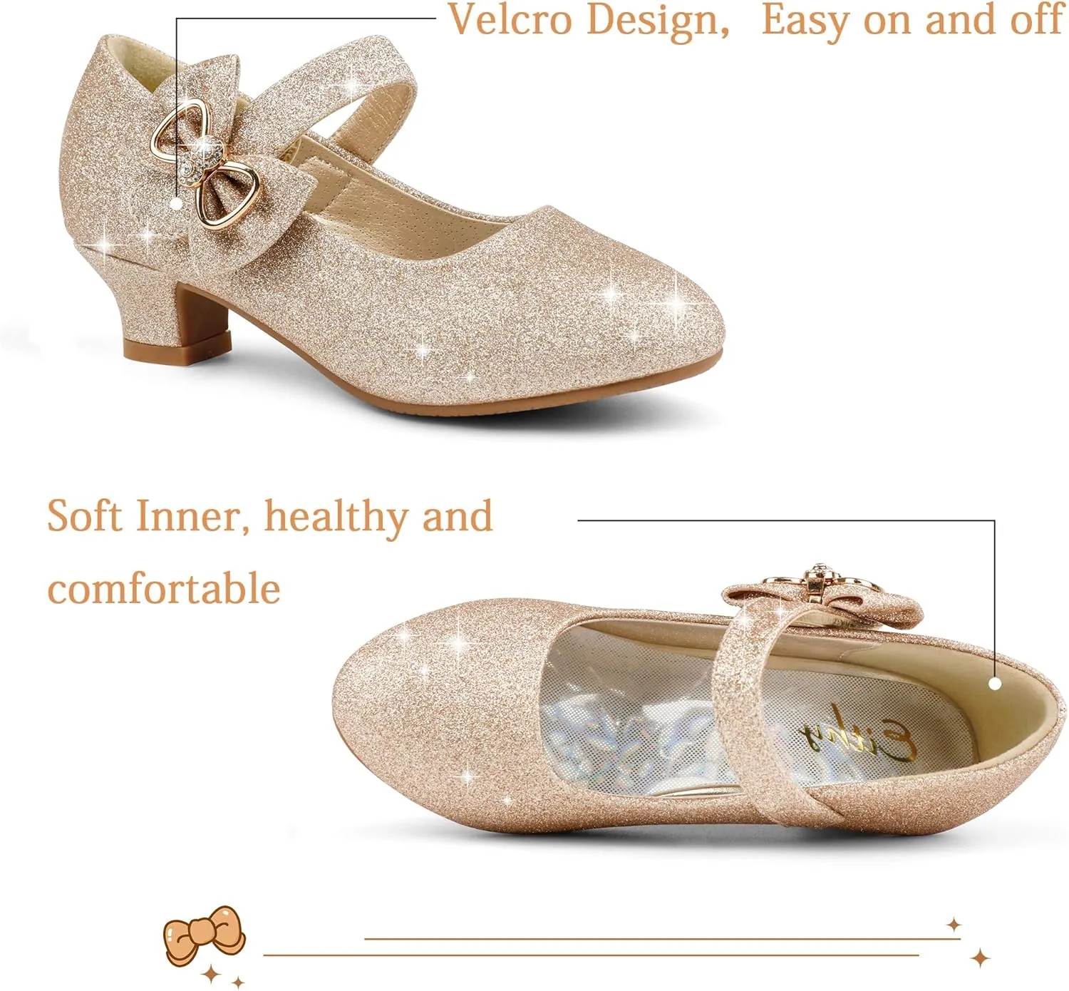 Eithy Girls Dress Shoes Low Heel Bow Princess Summer Flats Sandals Toddler/Little Kid/Big Kid