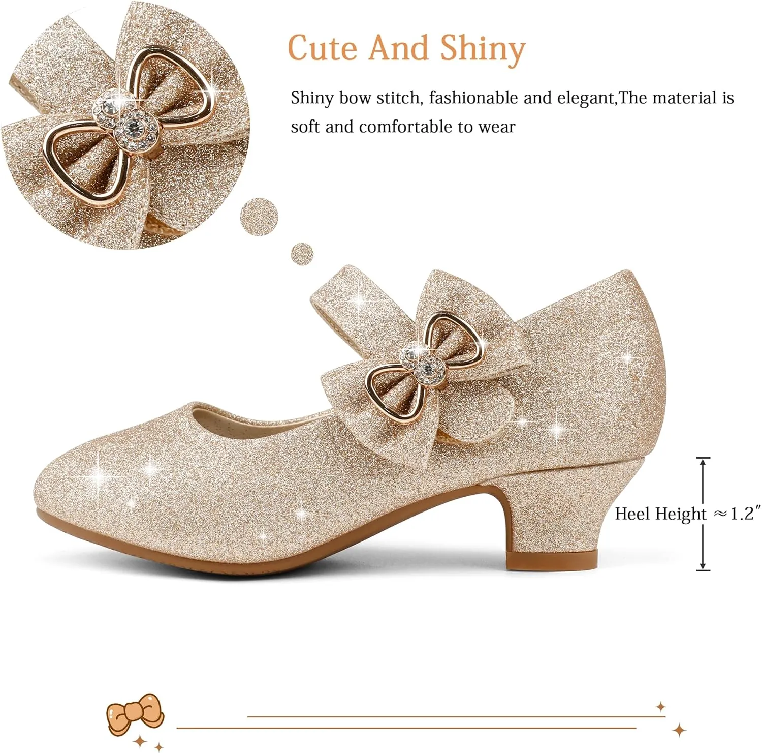 Eithy Girls Dress Shoes Low Heel Bow Princess Summer Flats Sandals Toddler/Little Kid/Big Kid
