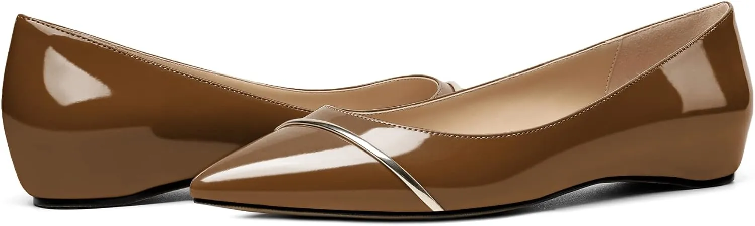 Eldof Flats Shoes Women Comfortable Pointed Toe Slip On Loafer Flats Pumps for Office Casual Dressy