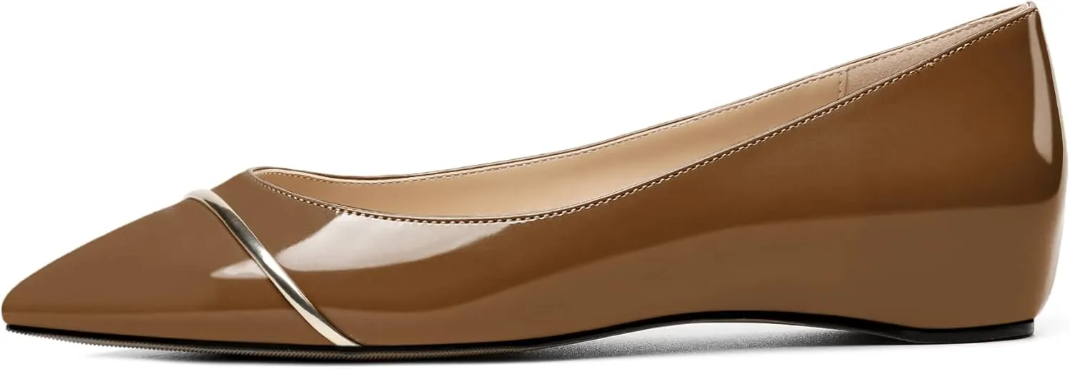 Eldof Flats Shoes Women Comfortable Pointed Toe Slip On Loafer Flats Pumps for Office Casual Dressy
