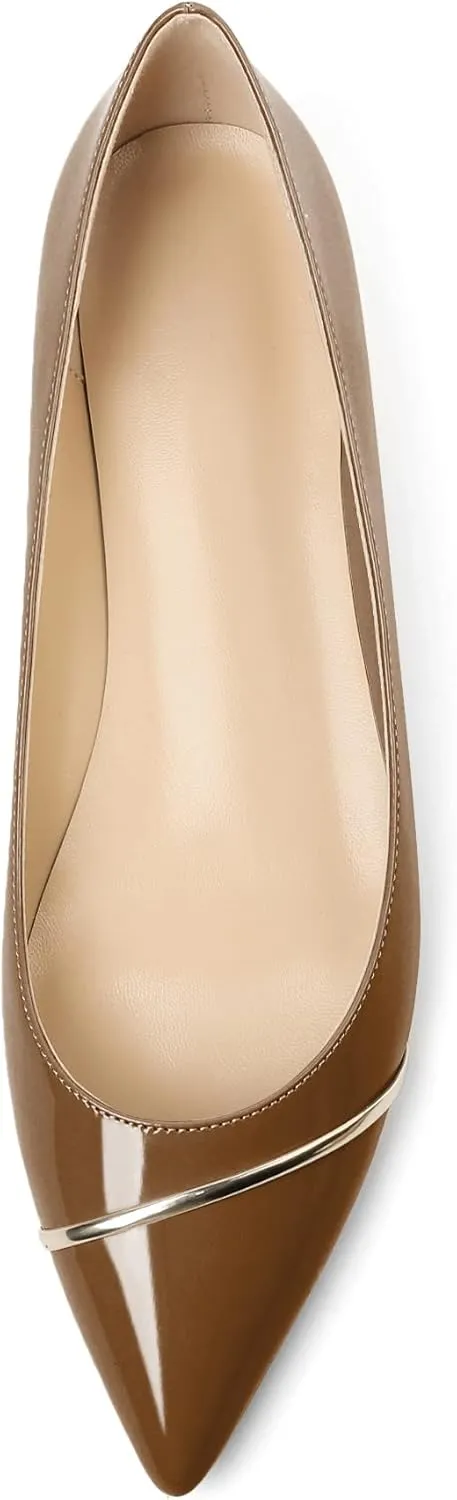 Eldof Flats Shoes Women Comfortable Pointed Toe Slip On Loafer Flats Pumps for Office Casual Dressy