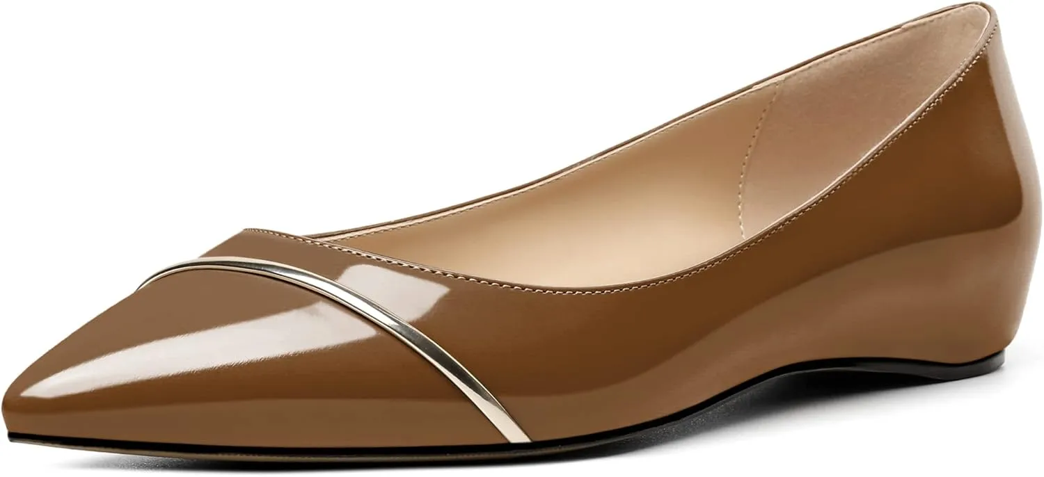 Eldof Flats Shoes Women Comfortable Pointed Toe Slip On Loafer Flats Pumps for Office Casual Dressy