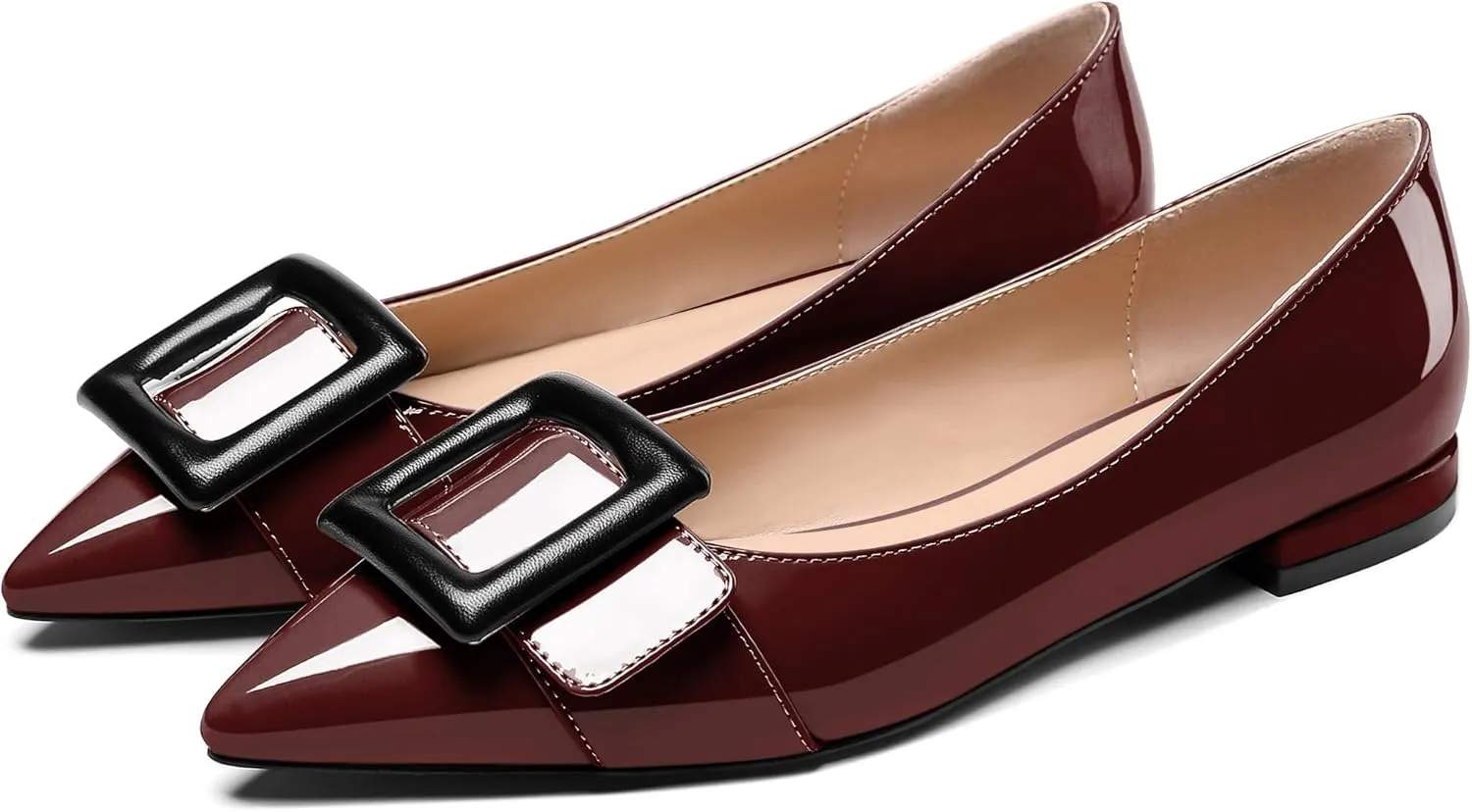 Eldof Women's Flats, Pointed Toe Flats Pumps, Buckle Flats Pumps, Walking Dress Office Classic Comfortable Flats