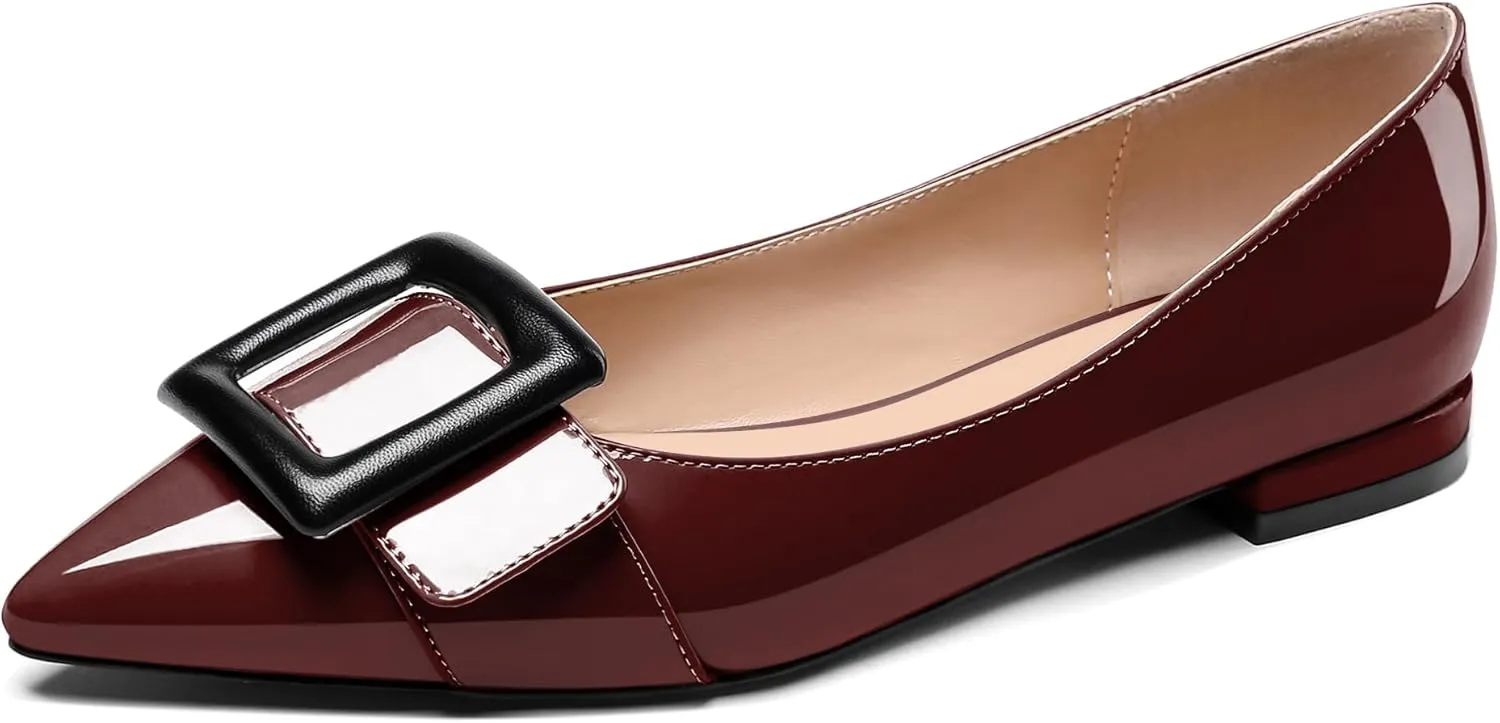 Eldof Women's Flats, Pointed Toe Flats Pumps, Buckle Flats Pumps, Walking Dress Office Classic Comfortable Flats