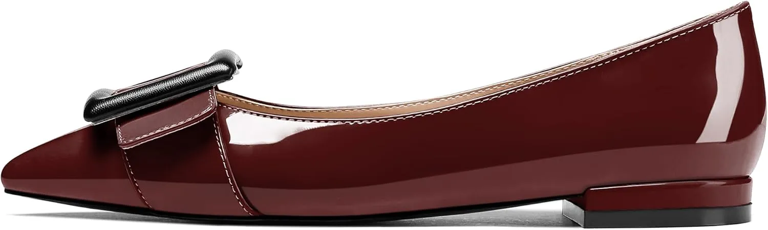 Eldof Women's Flats, Pointed Toe Flats Pumps, Buckle Flats Pumps, Walking Dress Office Classic Comfortable Flats