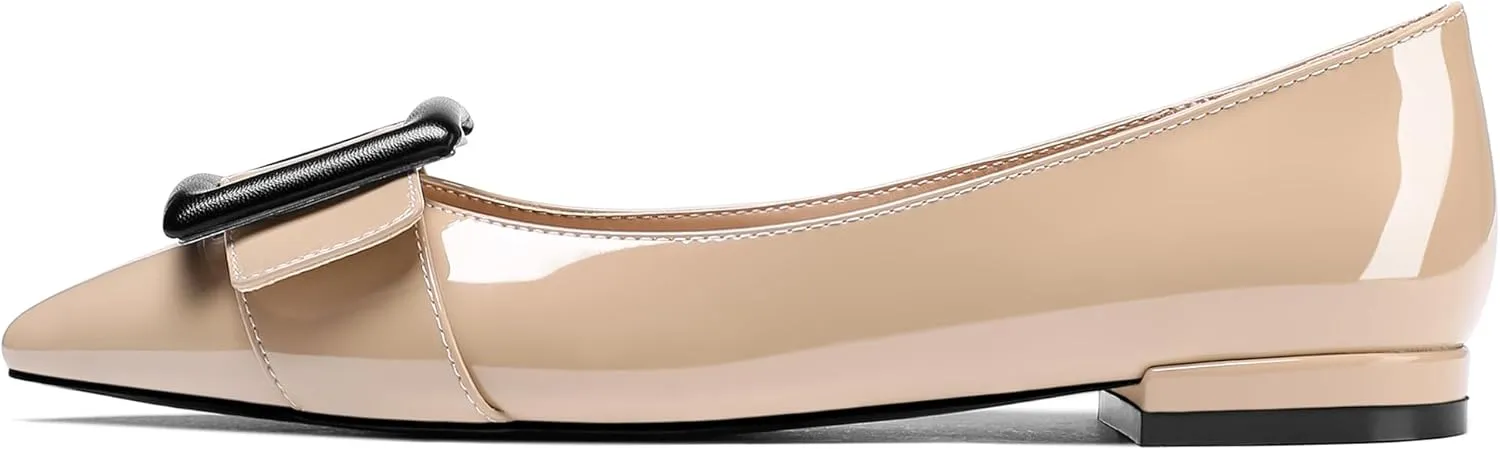 Eldof Women's Flats, Pointed Toe Flats Pumps, Buckle Flats Pumps, Walking Dress Office Classic Comfortable Flats