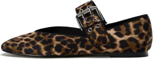 Elegant Leopard Ballet Flats for Women Buckle Strap Mary Jane Flats
