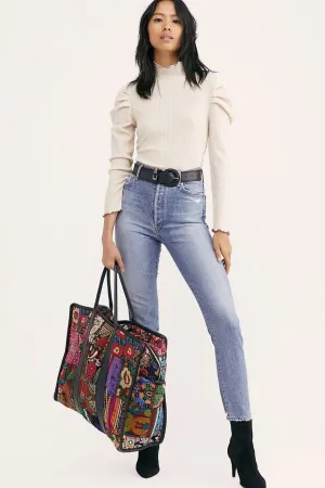 Embroidered Patchwork Weekender Bag Alaia
