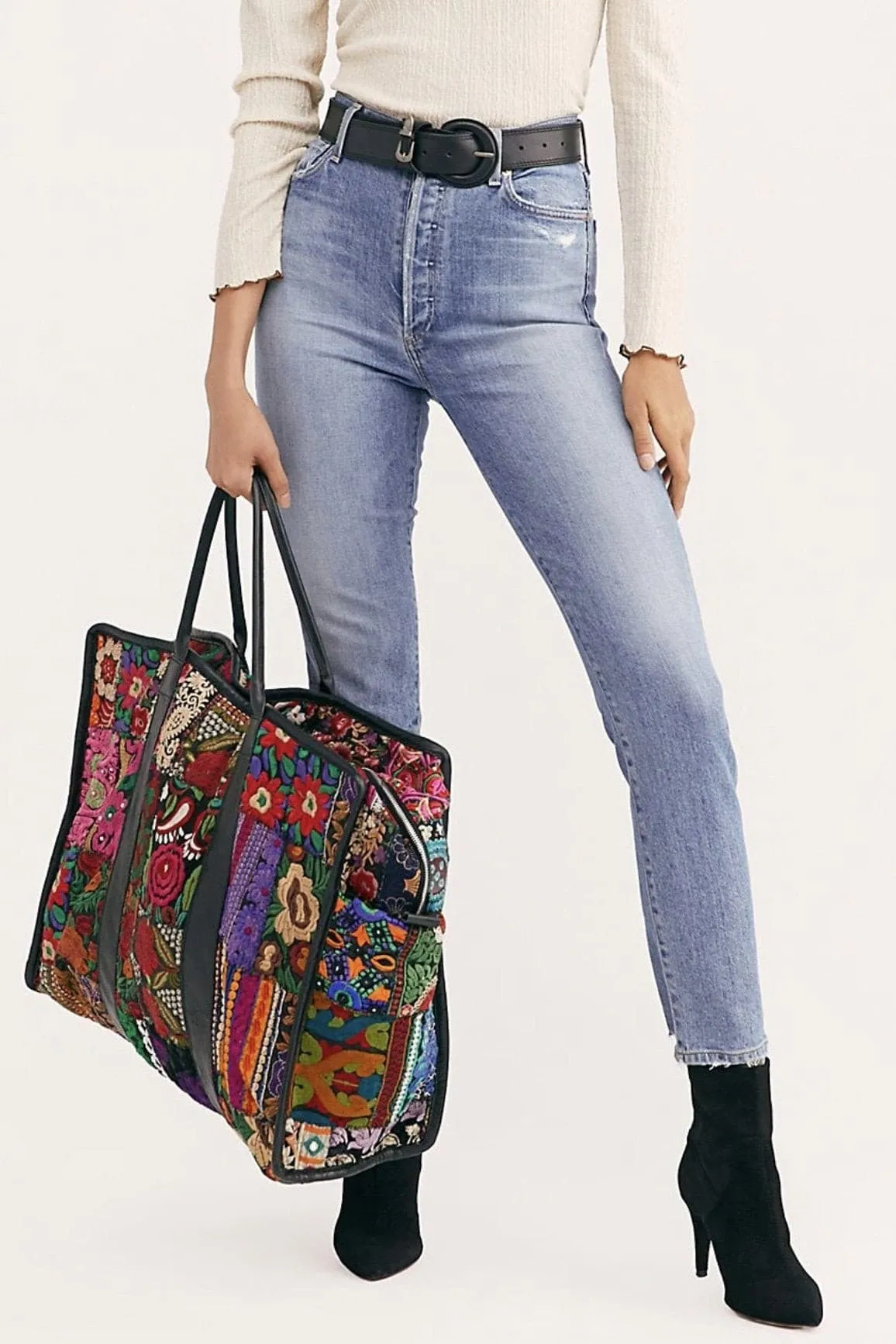 Embroidered Patchwork Weekender Bag Alaia
