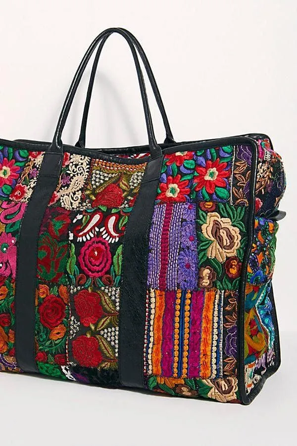 Embroidered Patchwork Weekender Bag Alaia