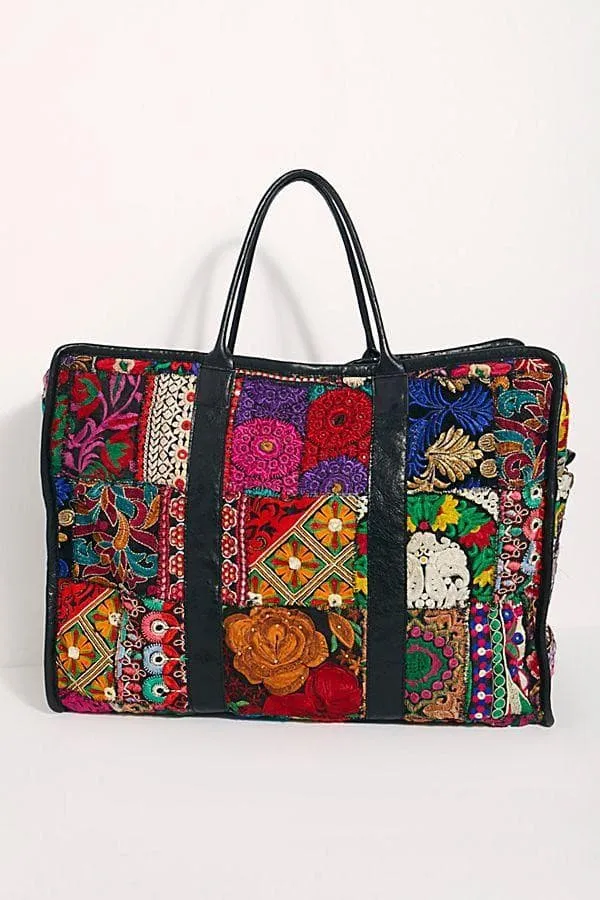 Embroidered Patchwork Weekender Bag Alaia