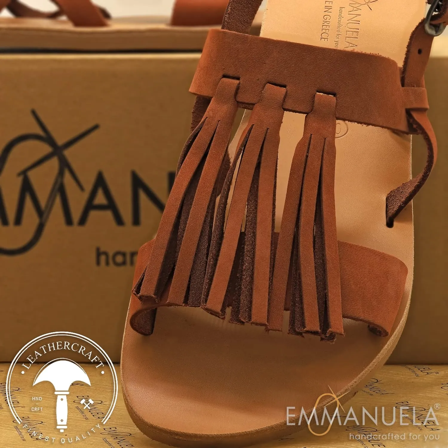 Emmanuela Ancient Greek Handmade Braided Leather Sandals, Quality Ankle Strap Slip on Summer Shoes for Women, Open Toe Flat Sandals, Boho Chic Sandals